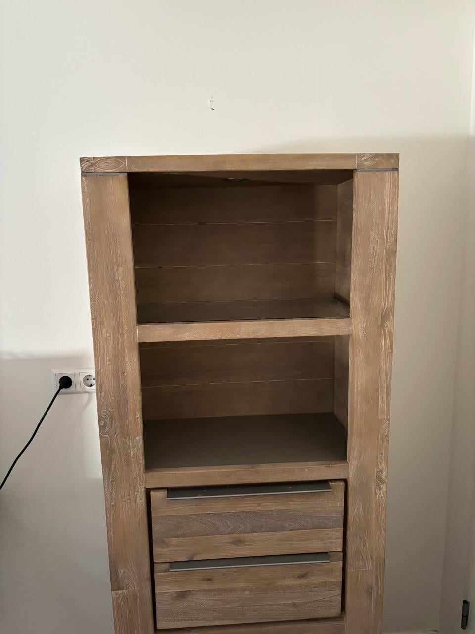 Houten kast / boekenkast met 2 lades – 165 x 70 cm