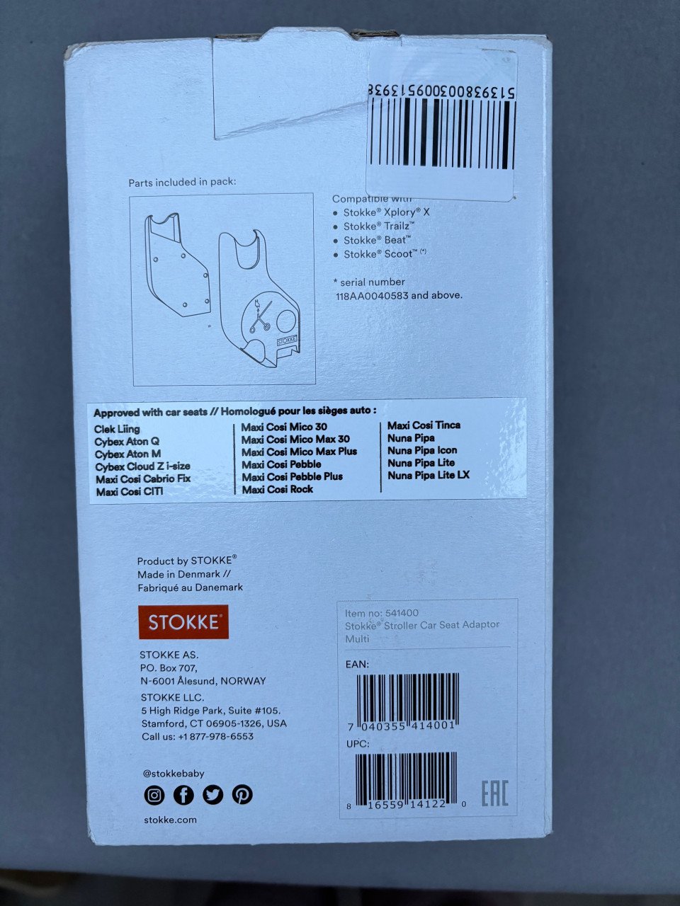 Stokke adapters voor bevestiging van autostoel op kinderwagen