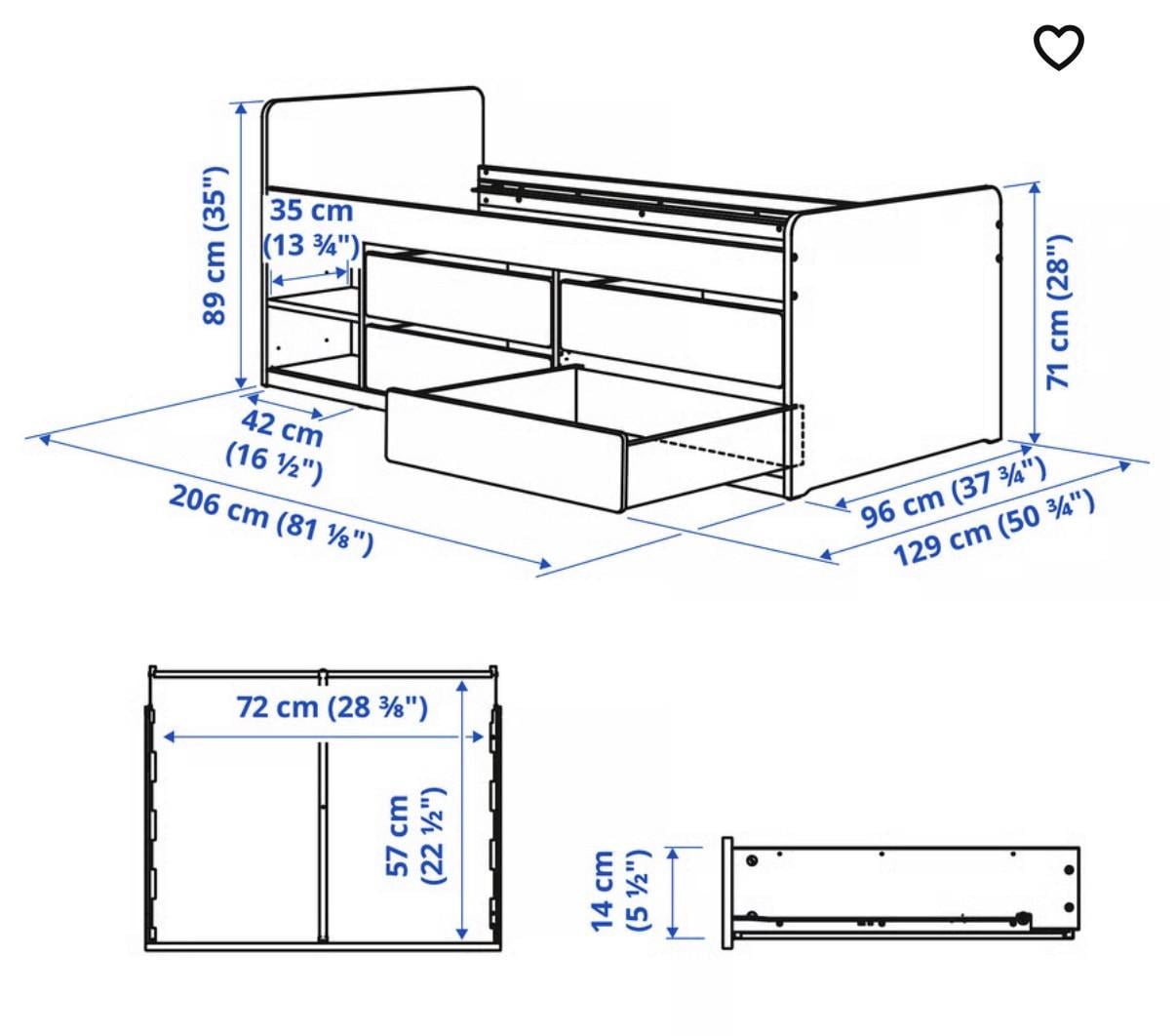 IKEA bed met 4 lades, lattenbodem en matras
