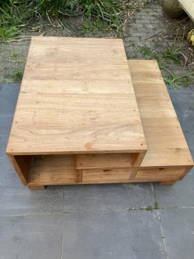 Uniek en origineel teak houten salontafel
