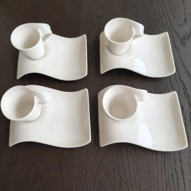 Villeroy & Boch 4 espressokopjes met schotel New Wave