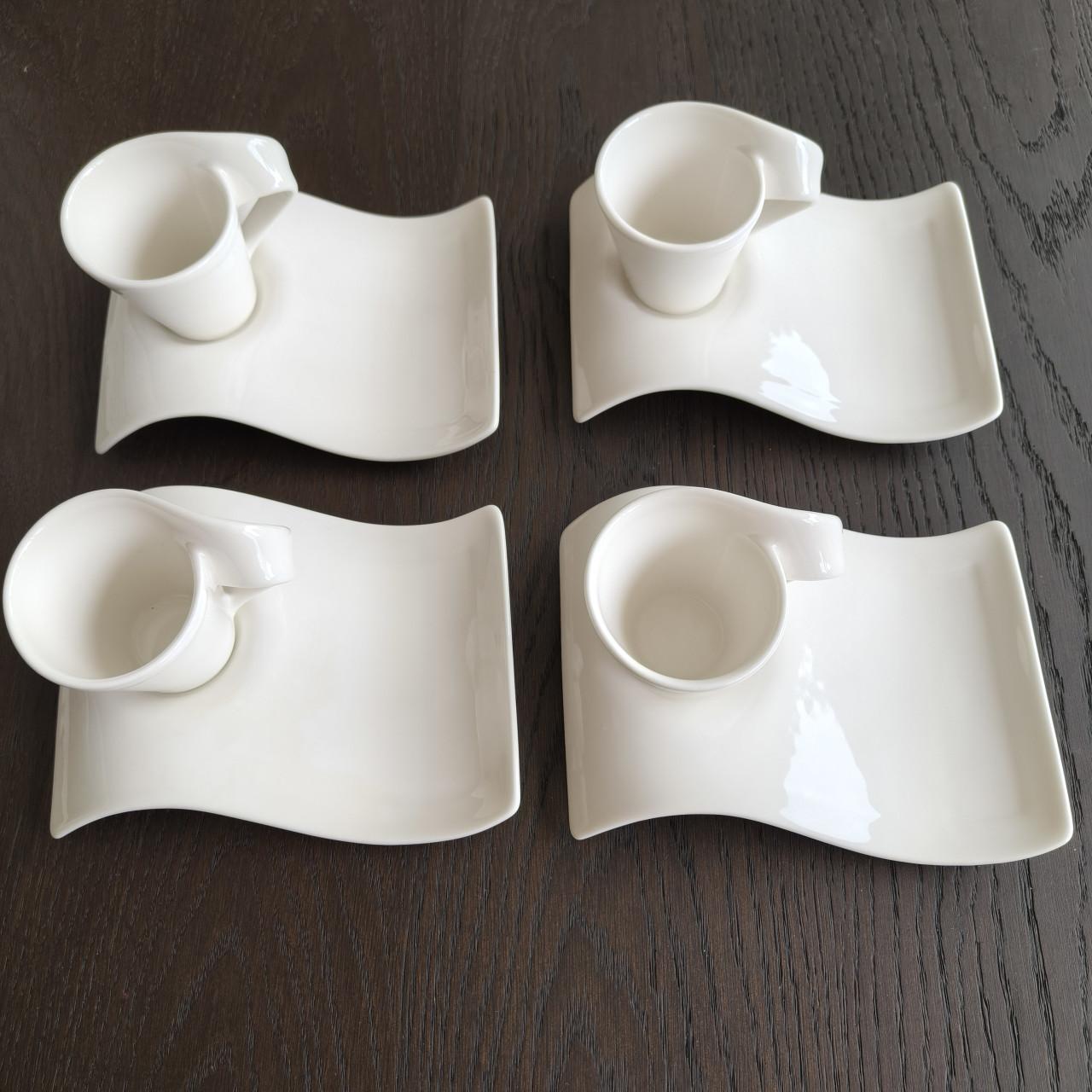 Villeroy & Boch 4 espressokopjes met schotel New Wave