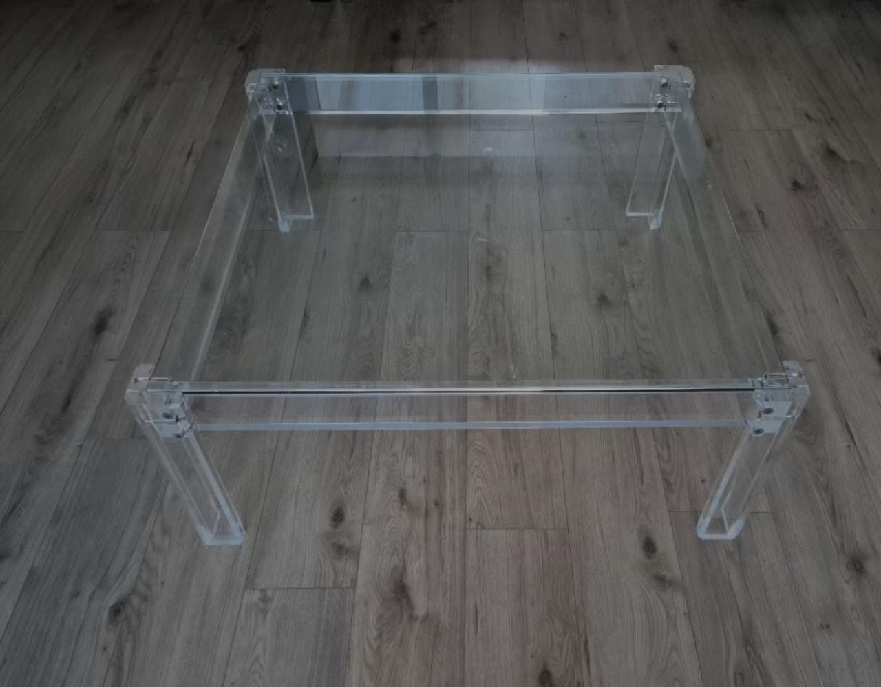 Vintage design salontafel (perspex en gehard glas)