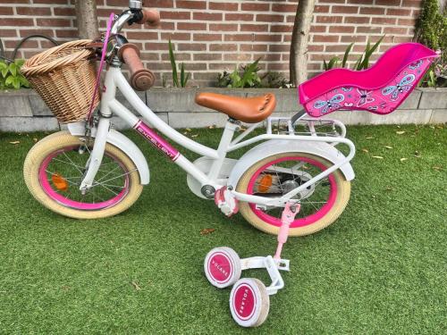 Kinderfiets 14” meisjesfiets wit/roze