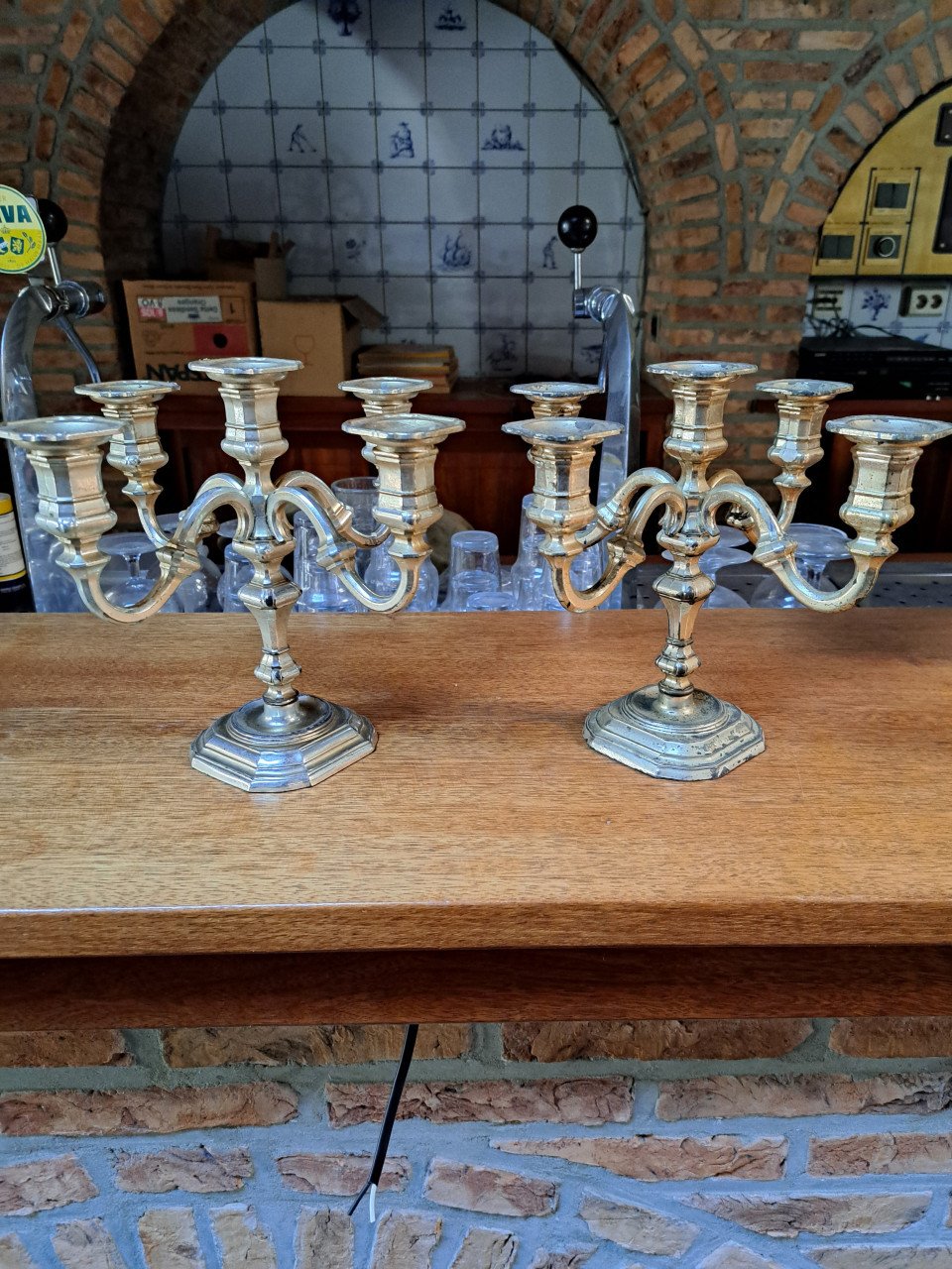 5 armige kandelaar zilver / verzilverd