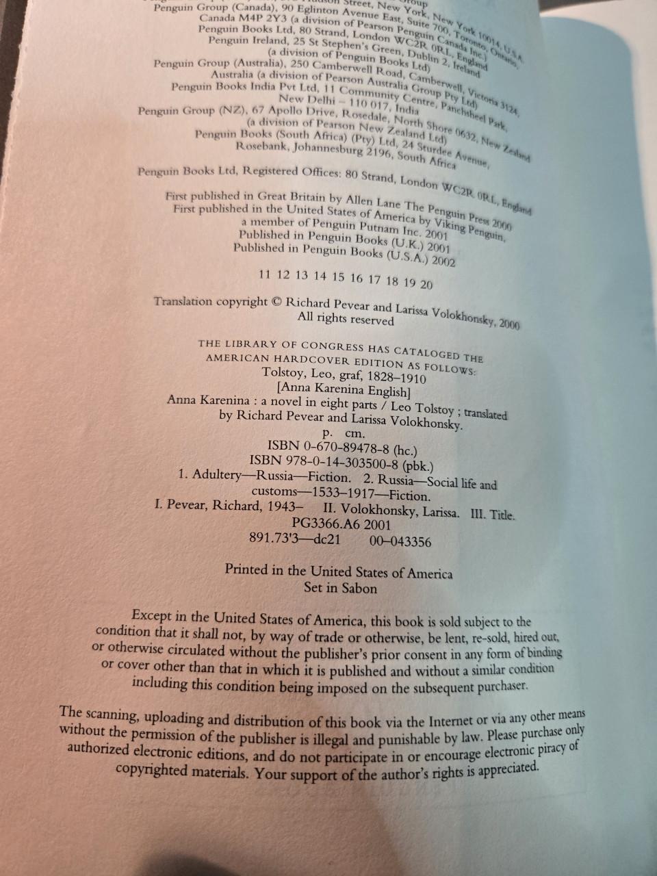 Penguin Classics Deluxe Edition van Leo Tolstoys roman 'Anna Karenina'.