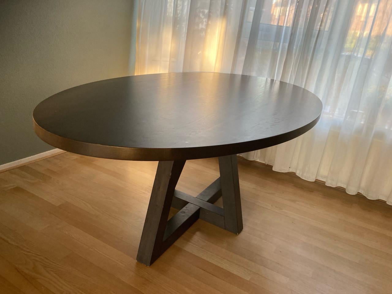 Massief eikenhouten ovale eettafel