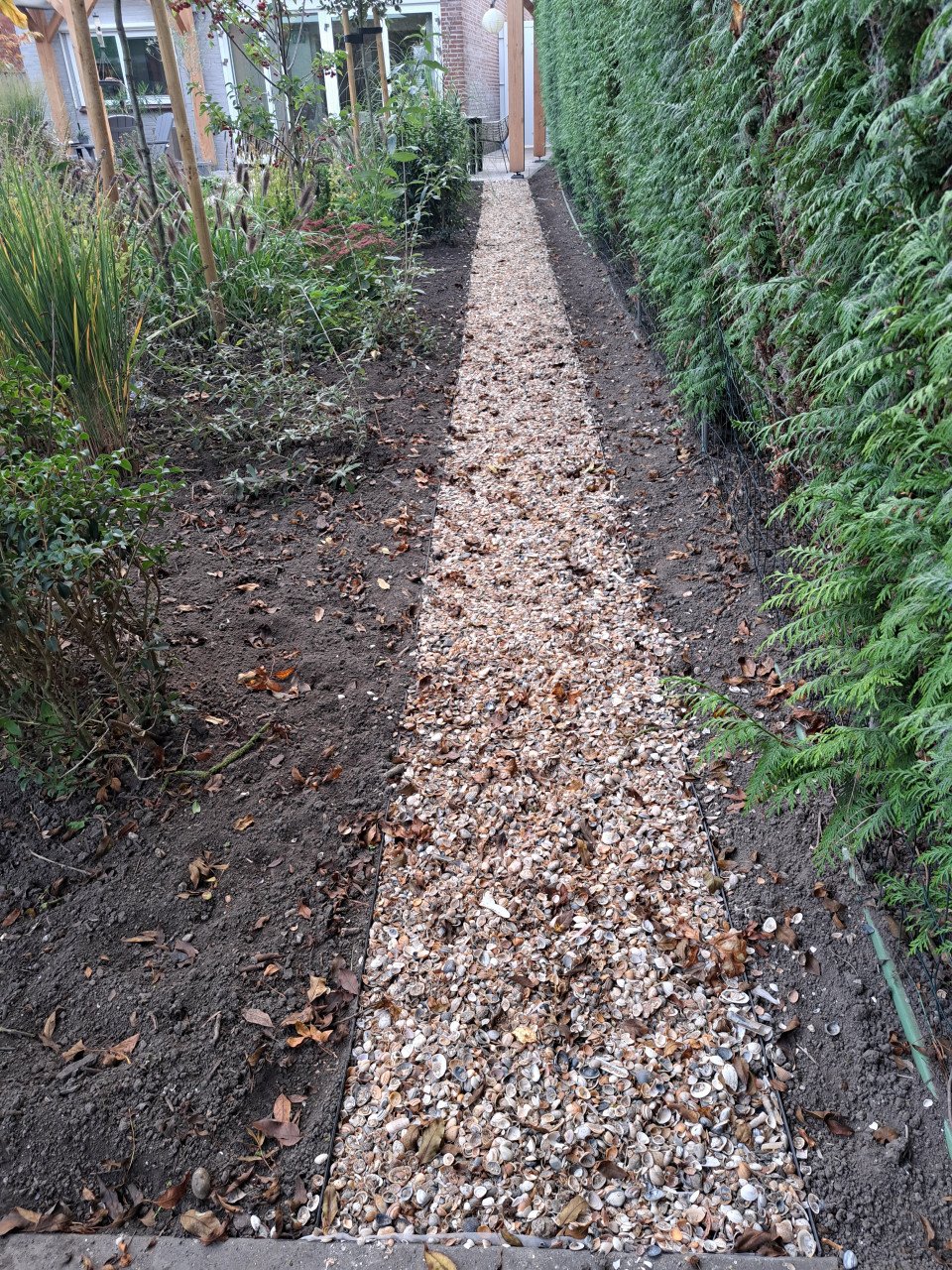 600 kg schelpen voor pad of terras