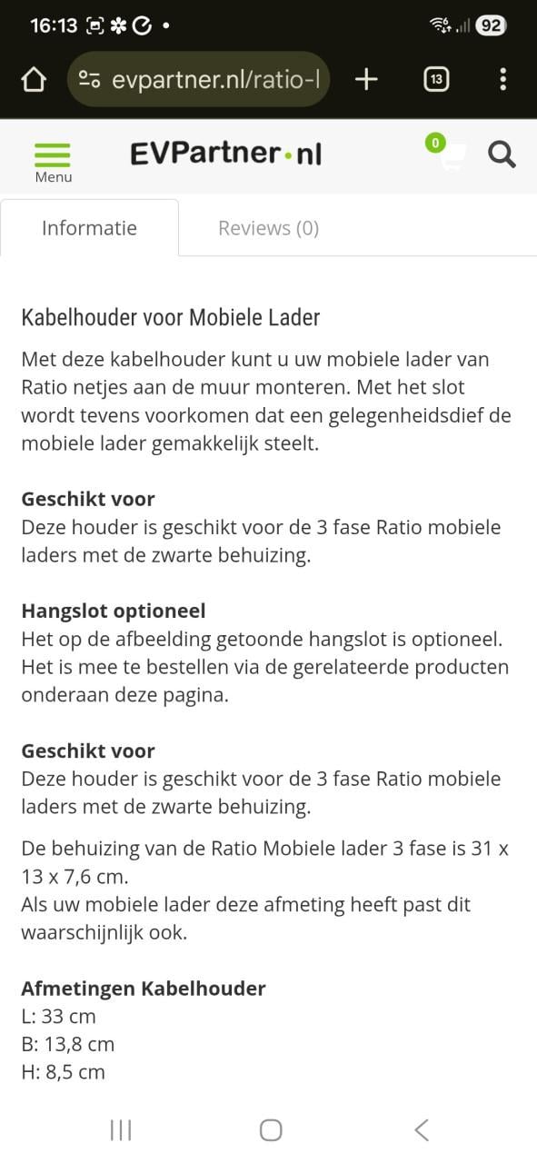 Wandhouder voor mobiele lader