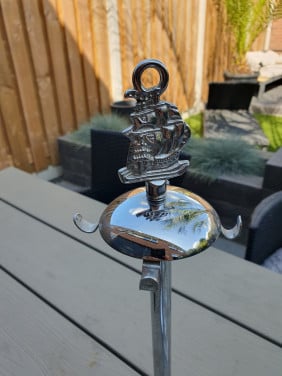 Prachtig chroom openhaard stel 5 delig met schip verzieringen...