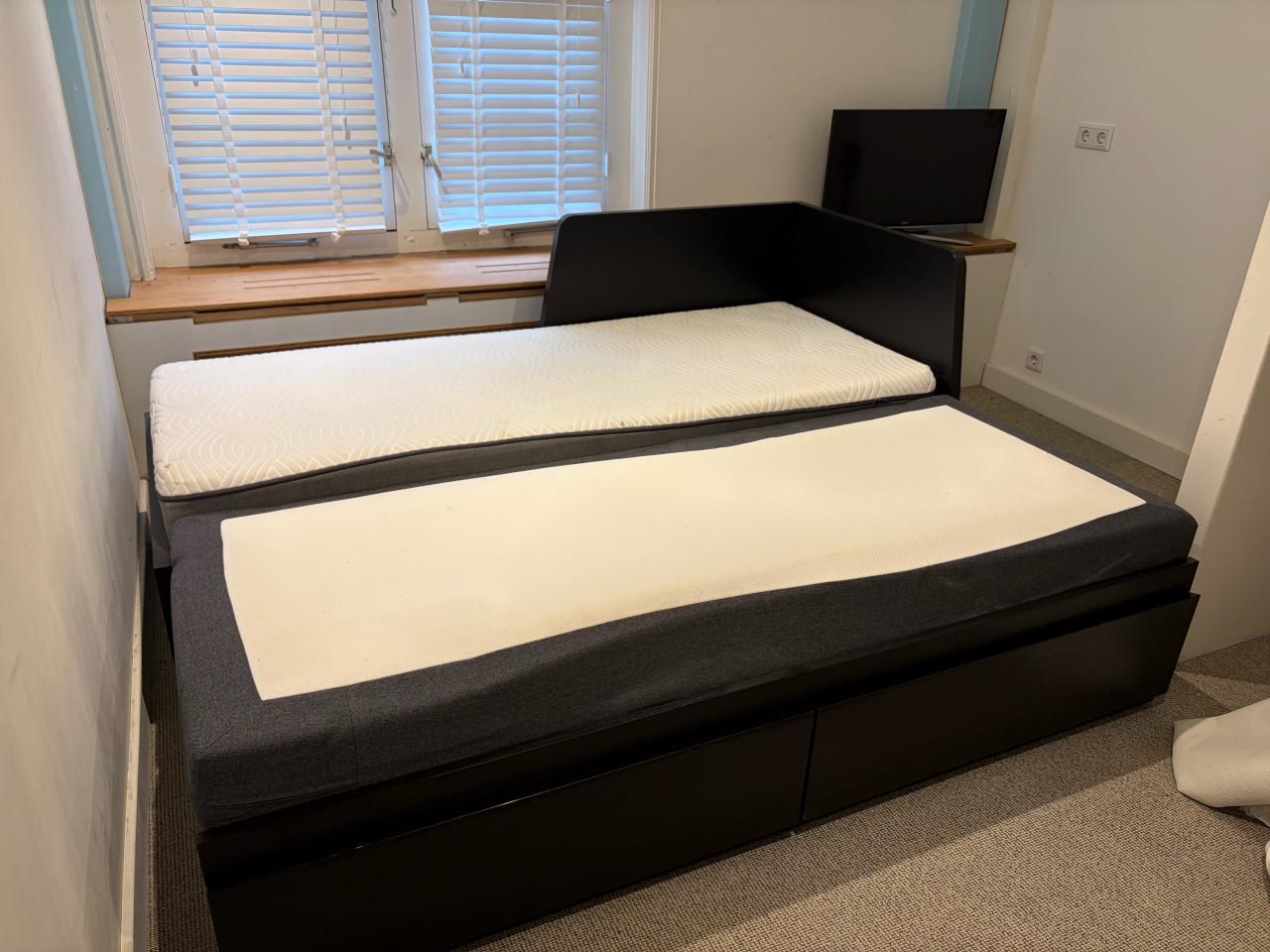 Uitschuifbed 80x200 naar 160x20 met opberglades