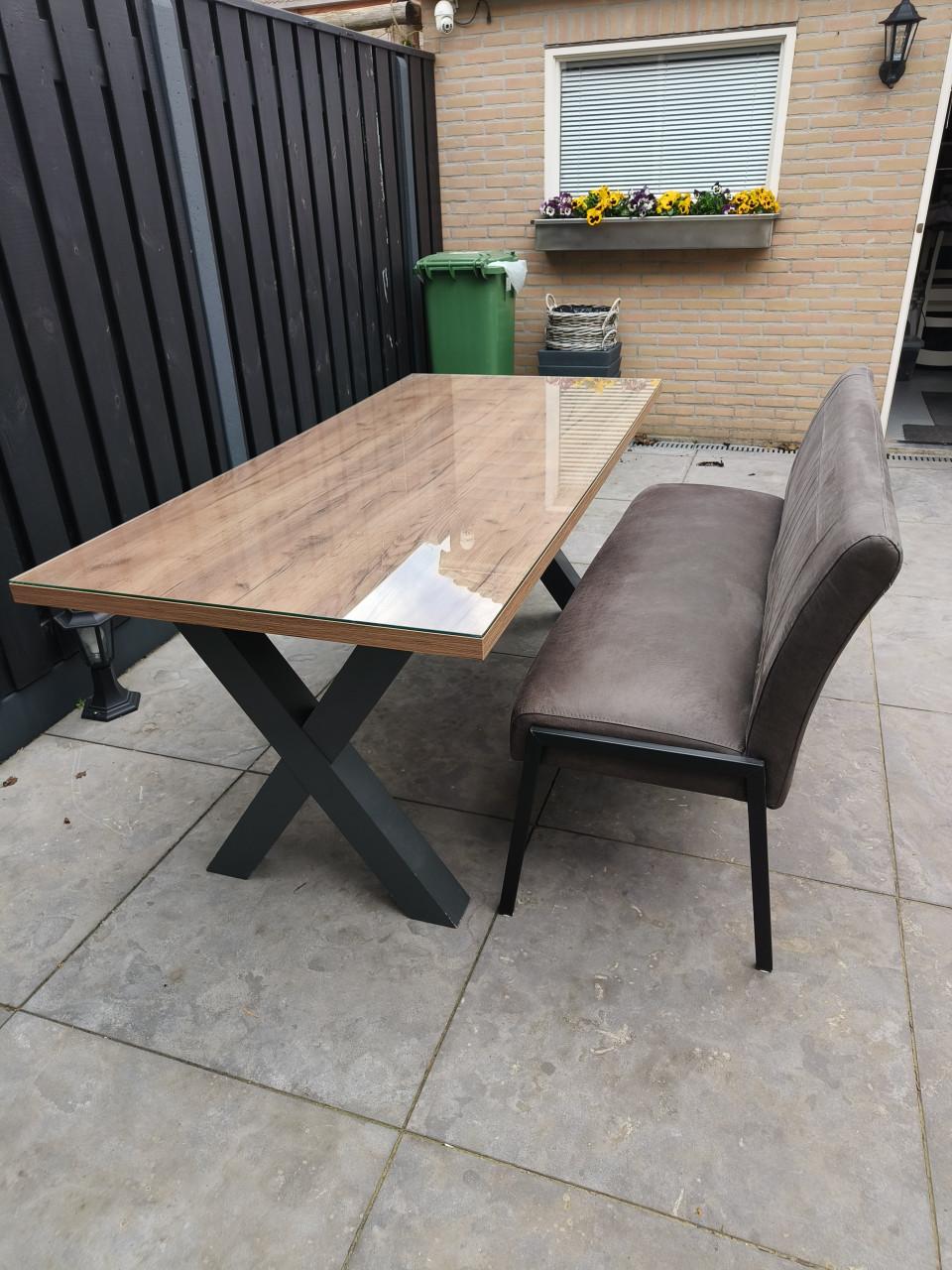 Eettafel met eetzitbank 190x90