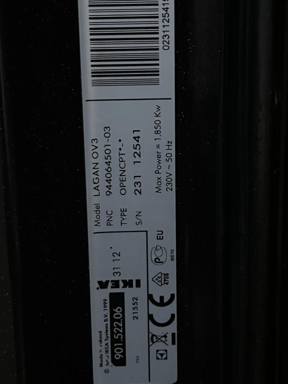 Inbouw oven met Grill van Ikea.60 cm. Breed