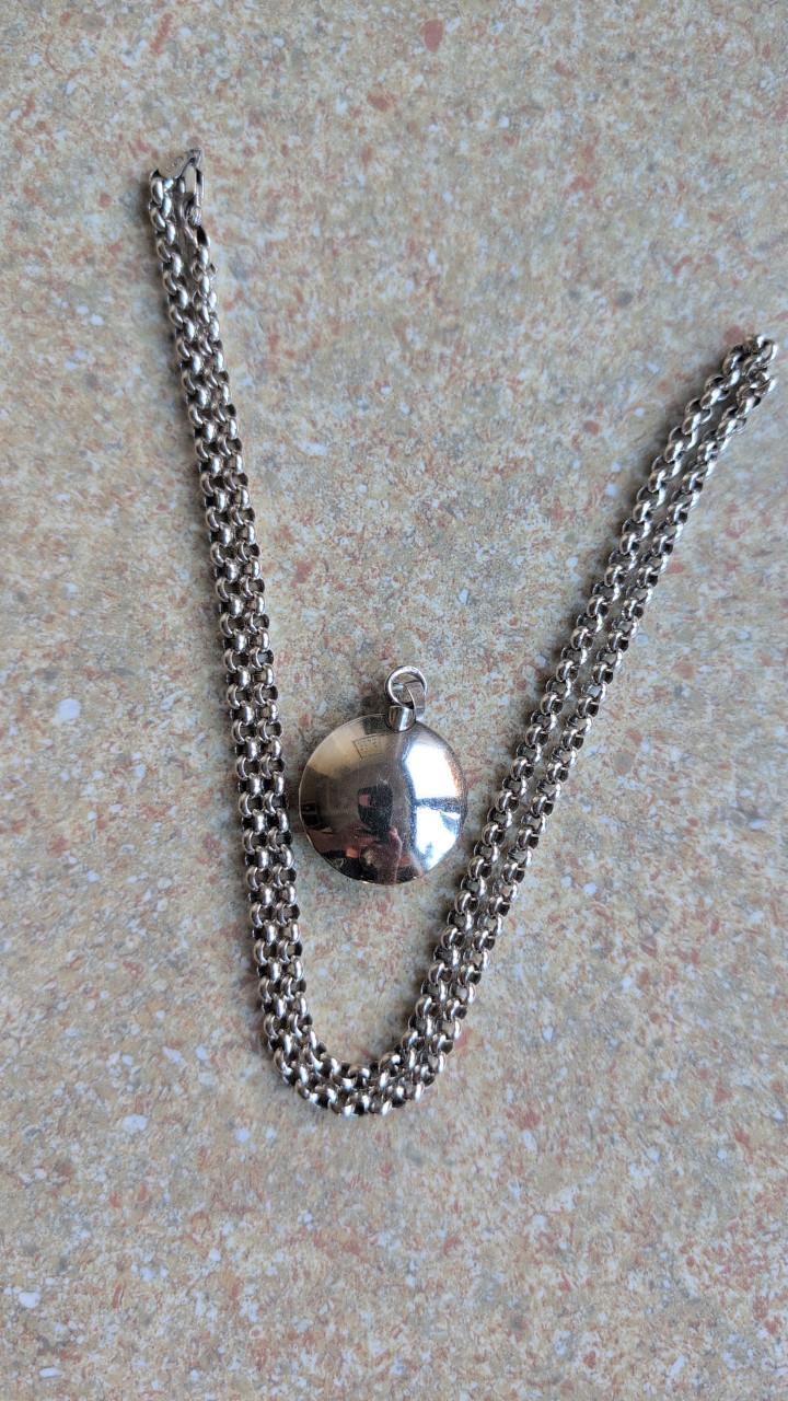 Zilveren Jasseron schakel ketting met hanger..