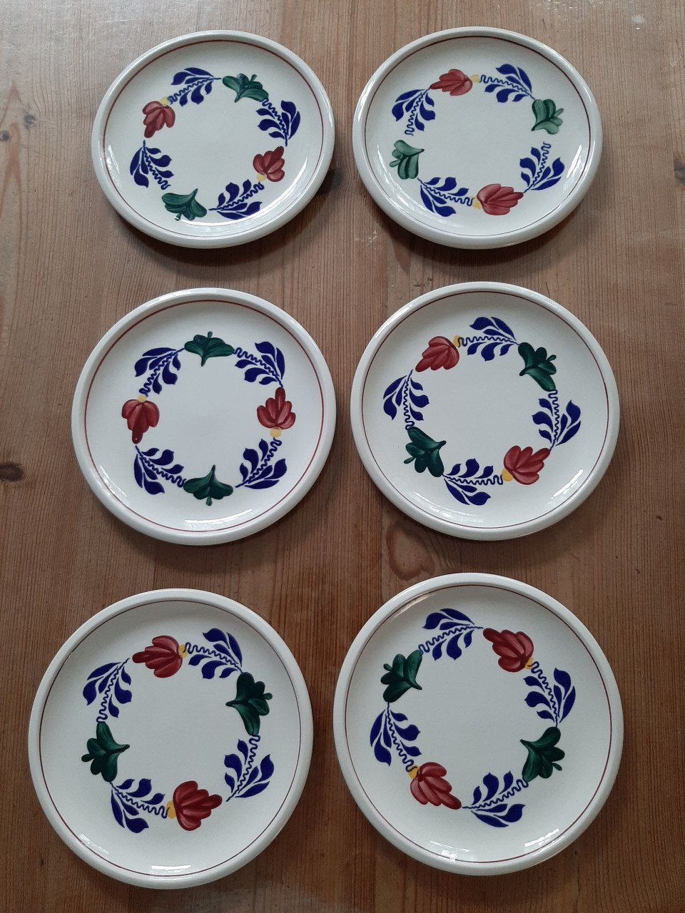 BOERENBONT BOCH - 6 GEBAKBORDJES - DIAMETER 16 CM .