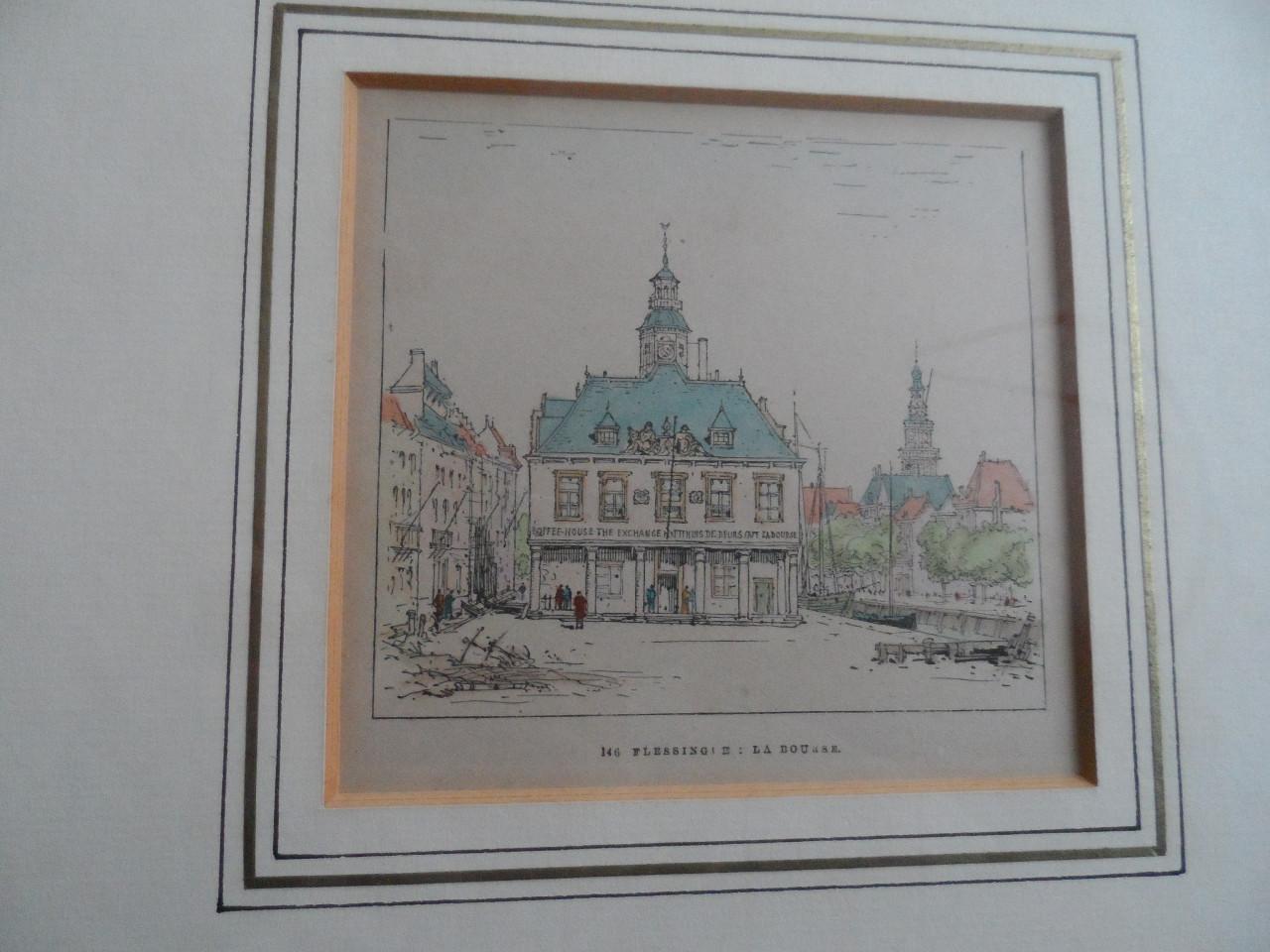 Houtgravure De Beurs in Vlissingen 1881