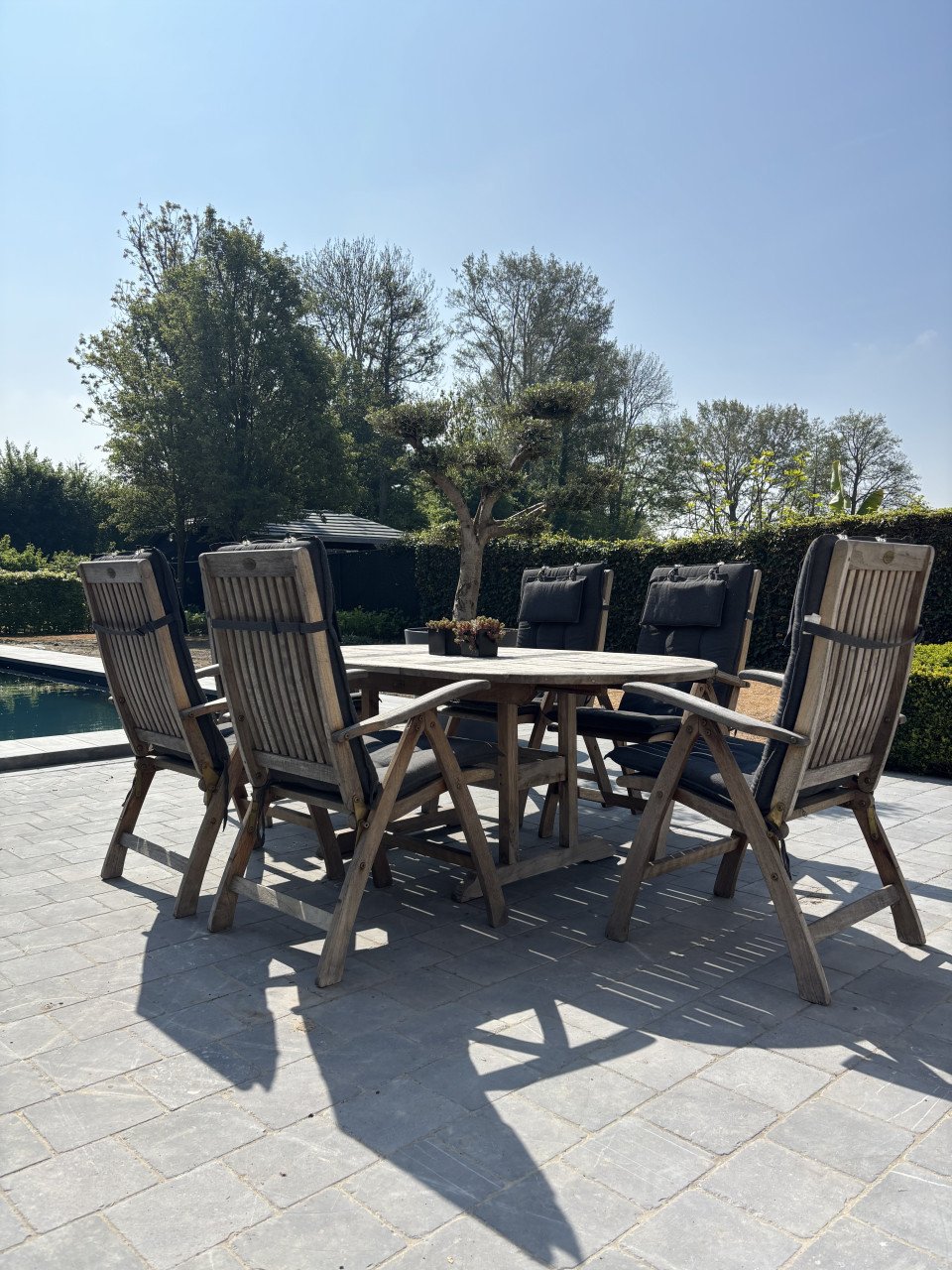 Tuinset 6 stoelen ( verstelbaar) tafel en kussens