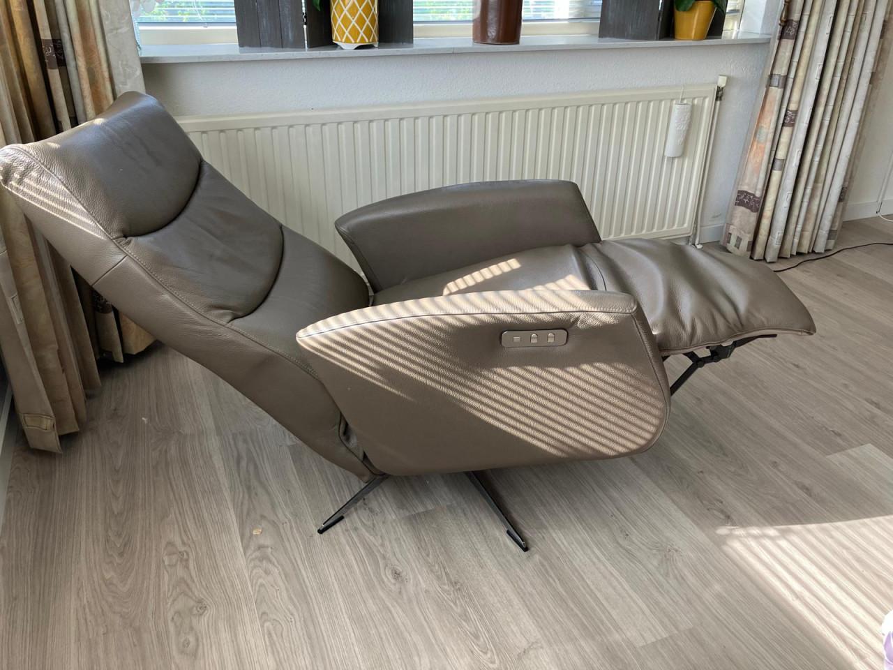 Leren relaxfauteuil taupe
