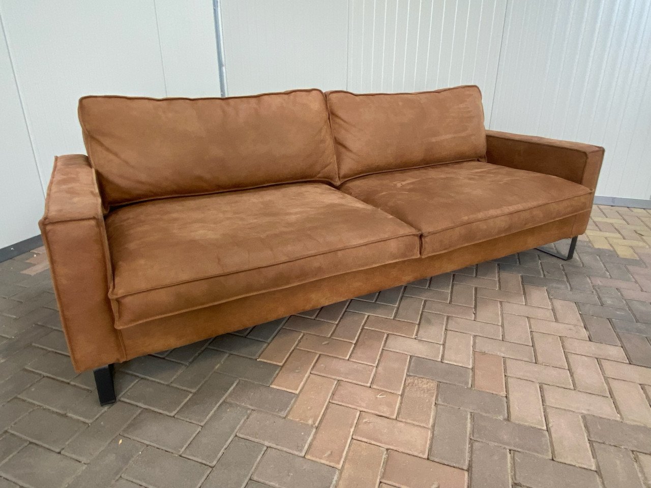 GRATIS LEVERING HEEL NL Cognac Stoffen 4-zits Bankstel