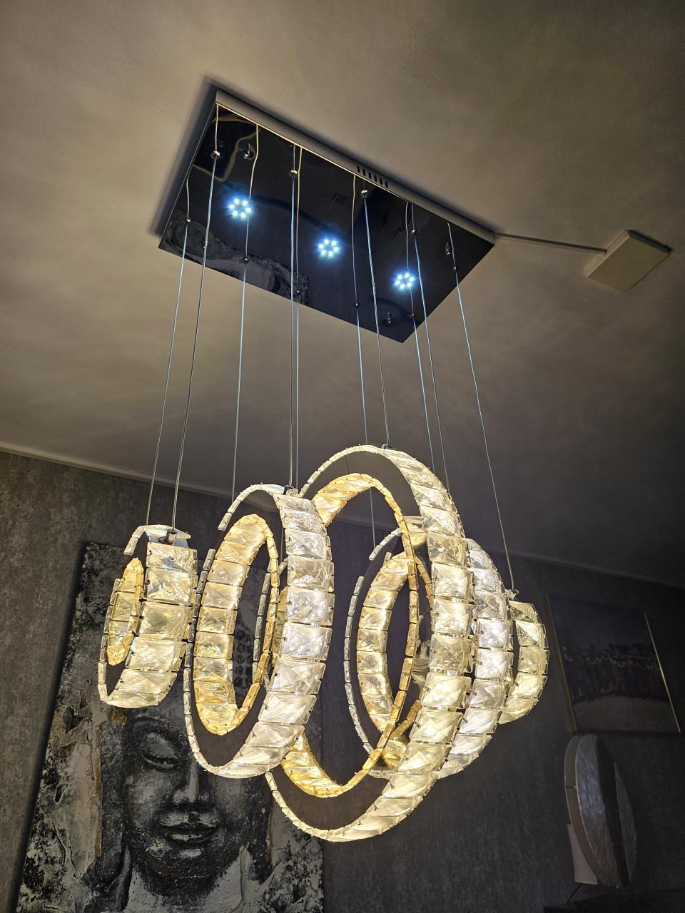 Plafond Hanglamp met 5 kristallen ringen
