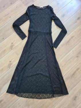 Nieuw ! Zara zwarte lange kanten Maxi jurk + onderjurkMaat M