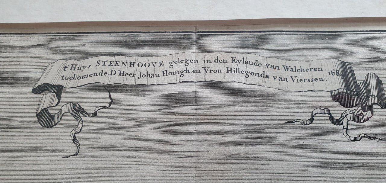 Kopergravure "Het huis Steenhoove". Zeeland, Walcheren, Koudekerke.