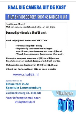 Videoclub Shot '68 heeft plaats voor nieuwe leden