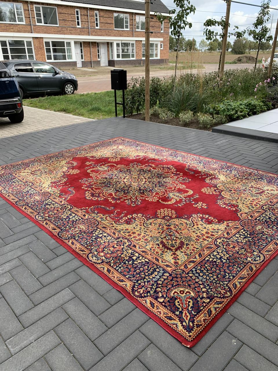 🥰Mooi Groot Rood-Okergeel Vintage Vloerkleed Zuiver Wol🥰