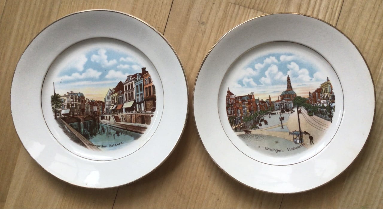Vintage bordjes Groningen en Leeuwarden