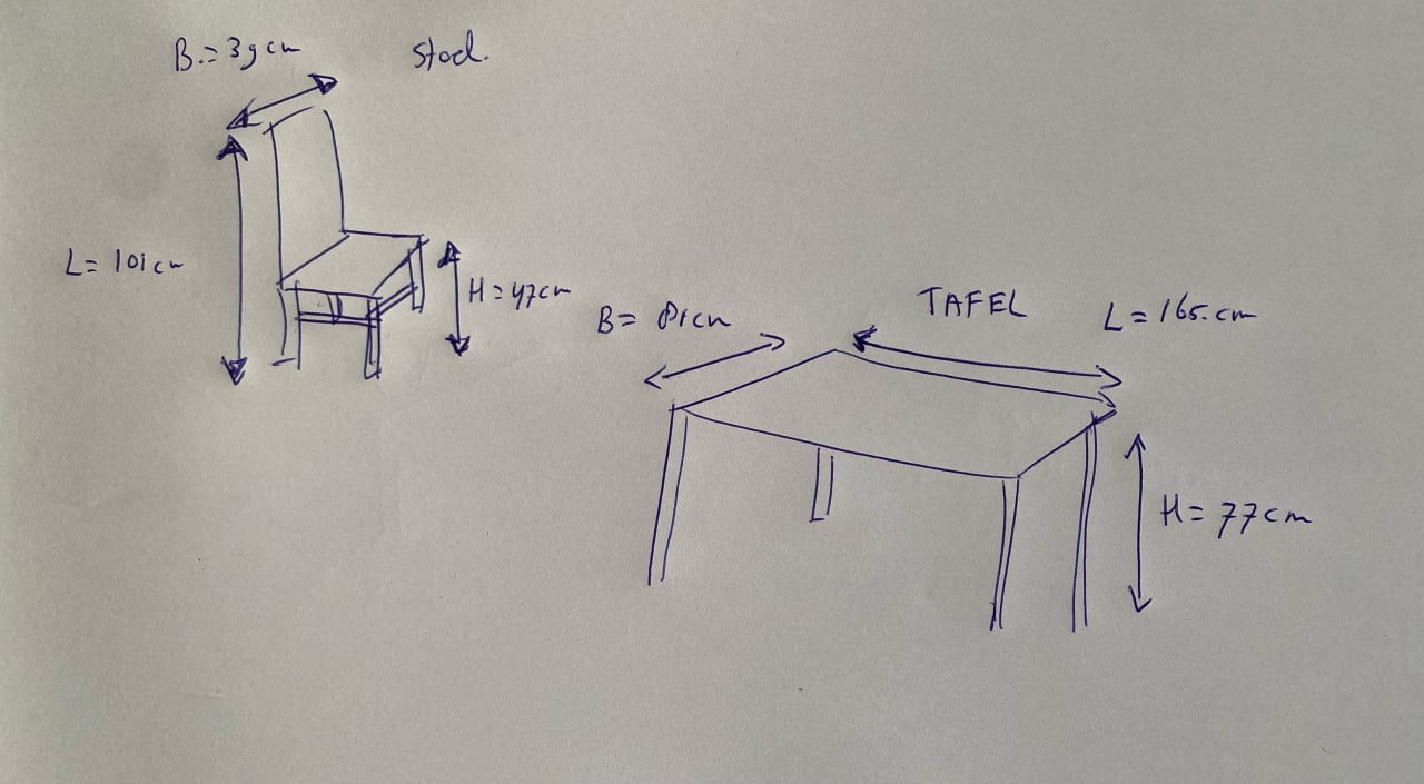 Fraaie houten tafel met mooie stoelen!!