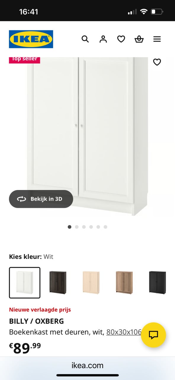4 witte lage Billy kasten van IKEA. Samen voor 40 euro!