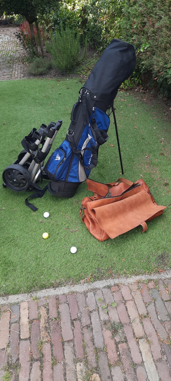 Complete golfset Dunlop Ti1 met Trolley en leren tas