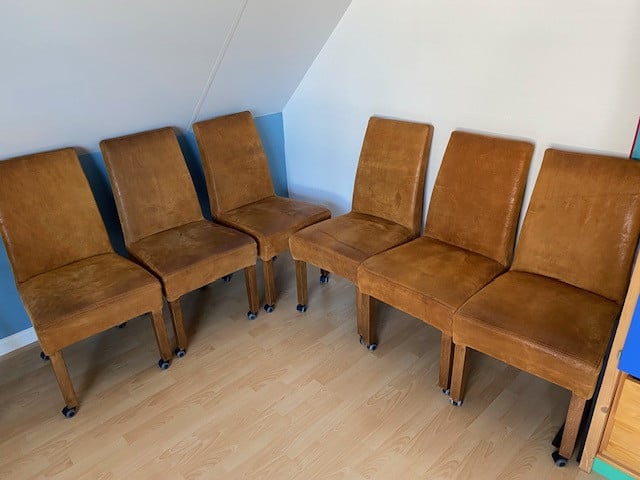 Eetkamerstoel, leer, 6 stuks