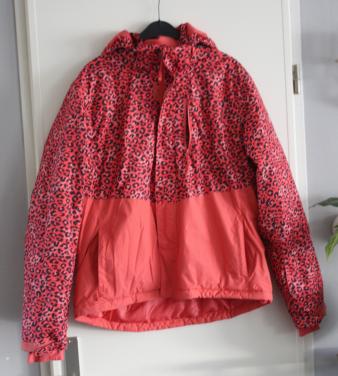 Oranje panterprint winter jas maat xl