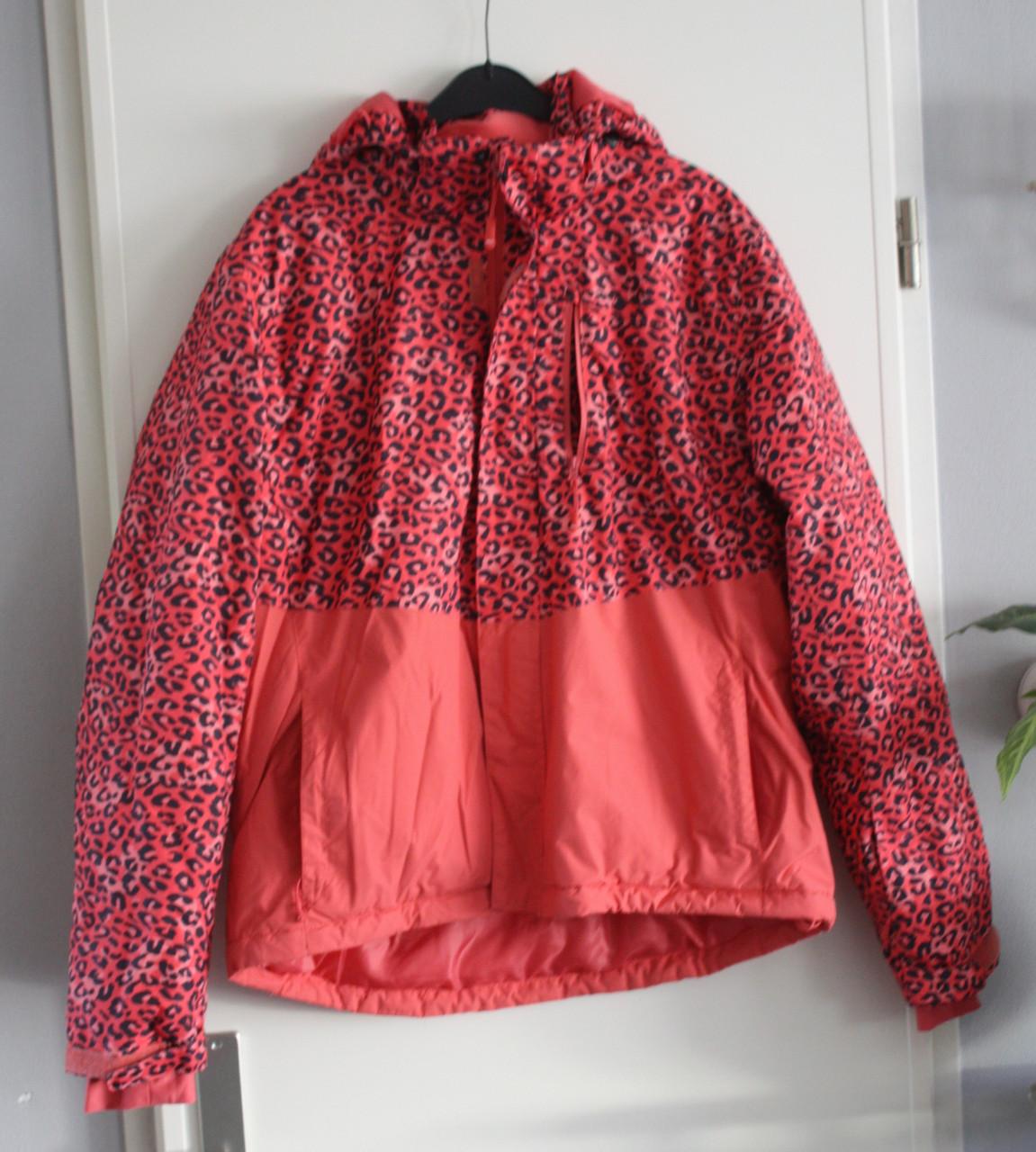 Oranje panterprint winter jas maat xl