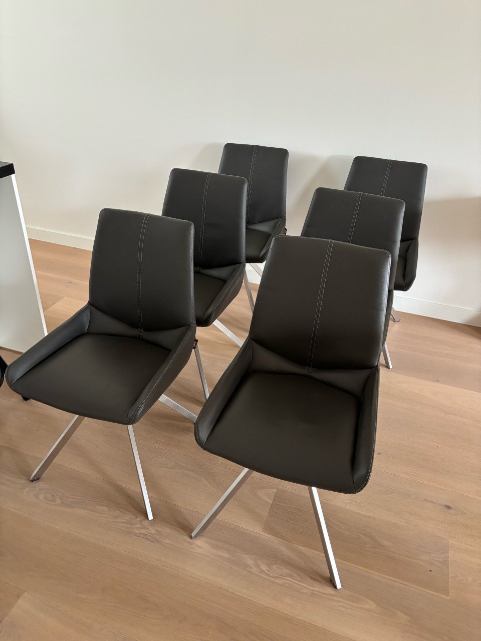 6x Henders en Hazel stoel Levi leder Catania Antraciet