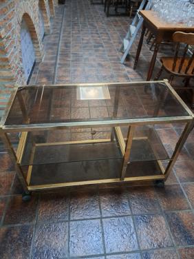 SERVICETAFEL GLAS EN VERGULDE RANDEN
