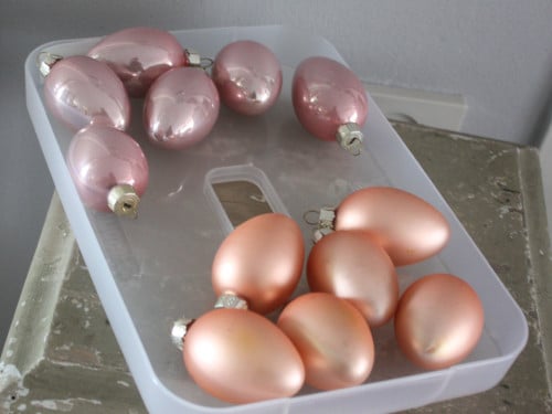 Set an 12 roze glazen kerstballen druppelvorm