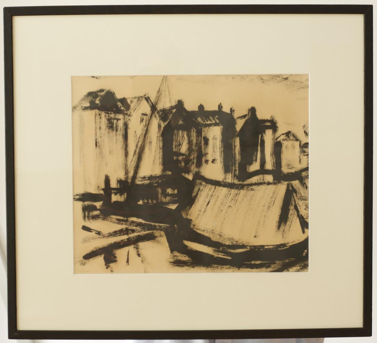 Schilderij Havengezicht - Pieter de Bodt  Incl lijst & handgesigneerd