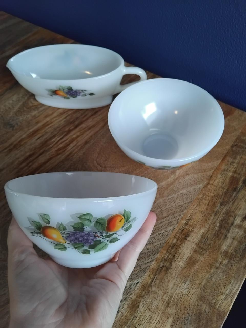 7-delig Vintage Arcopal Fruit Schalen Set