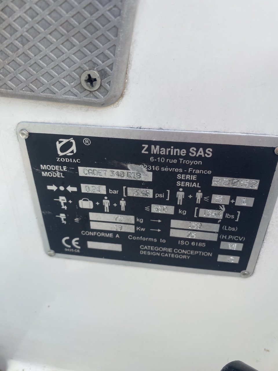 Zodiac cadet rib 340 + 20 pk mercury 4 takt
