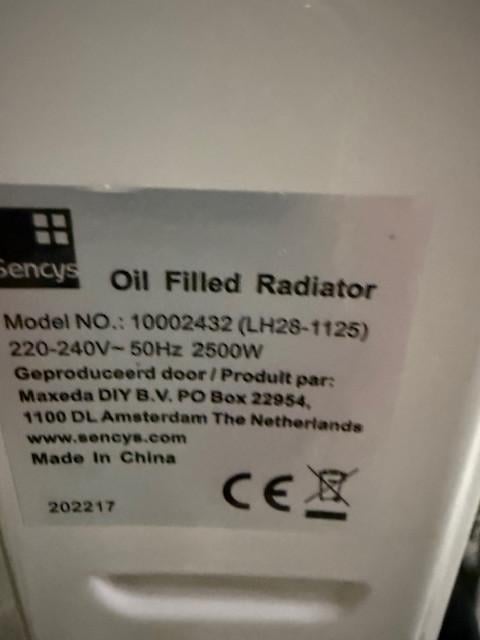2 Sencys Olieradiatoren 2500W
