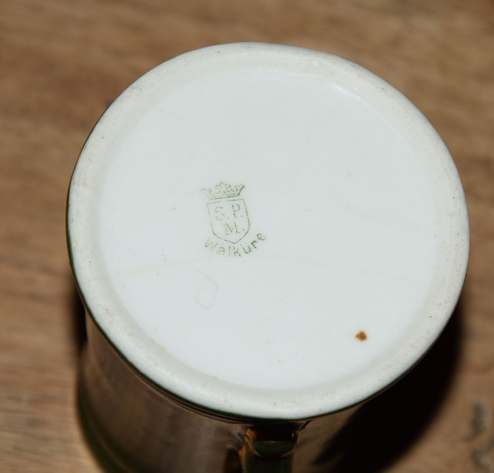 S.P.M Walküre melkkannetje porselein groen / goud