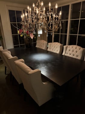 6 Eetkamerstoelen en tafel (Keijser&Co), nauwelijks gebruikt