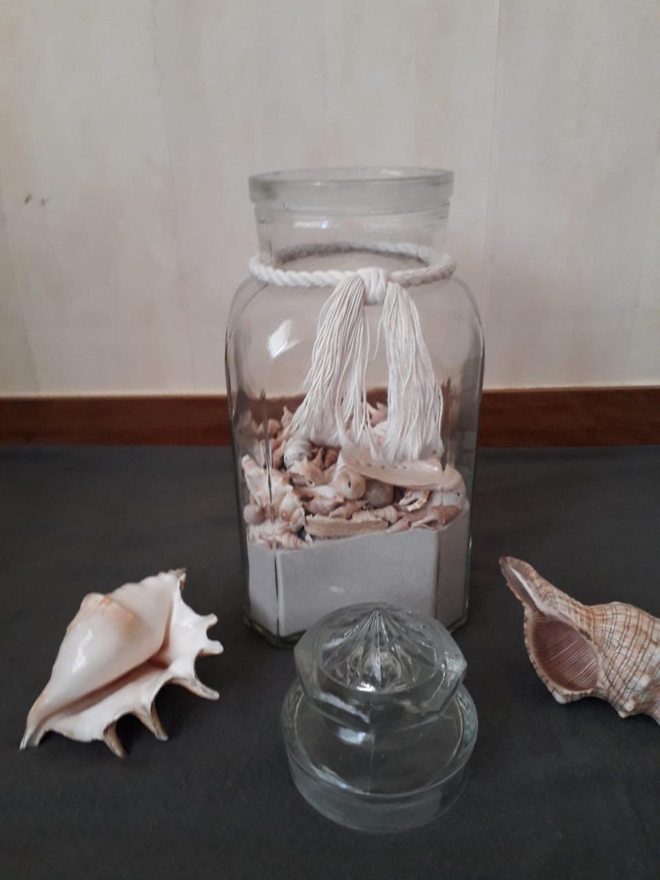 Decoratie pot met schelpen