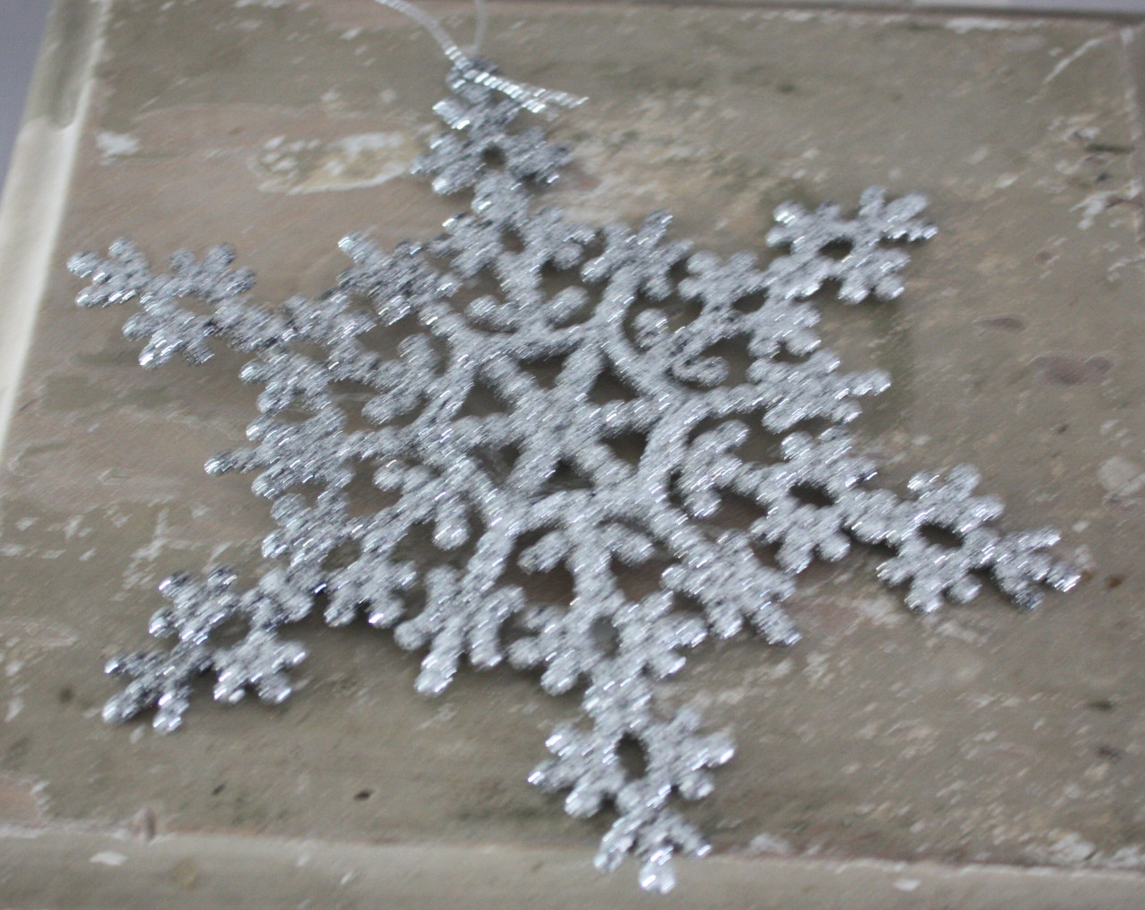 Set van 3 glittersneeuwvlokken zilverkleur