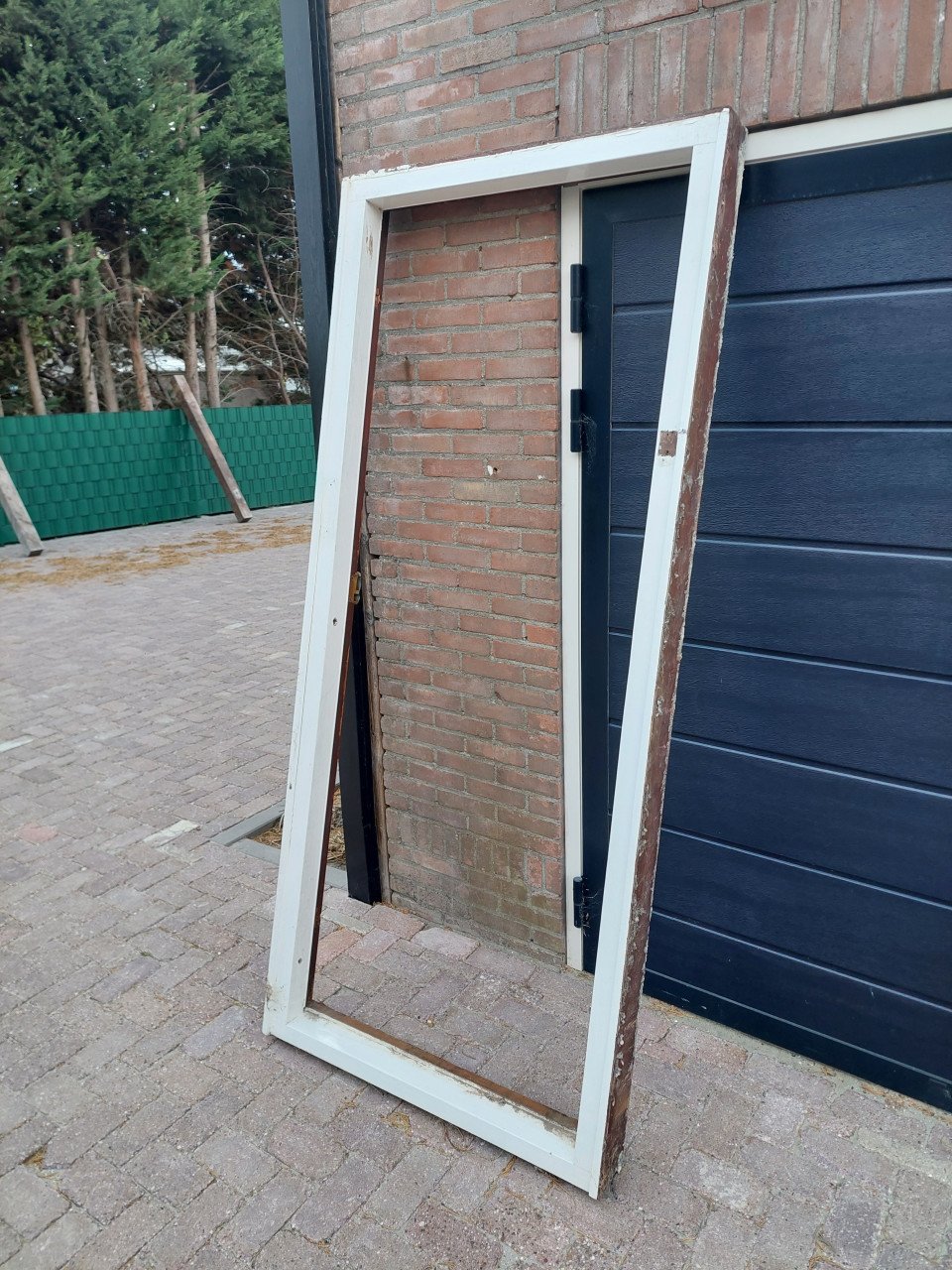 Jaren 50 hardhouten voordeur met kozijn