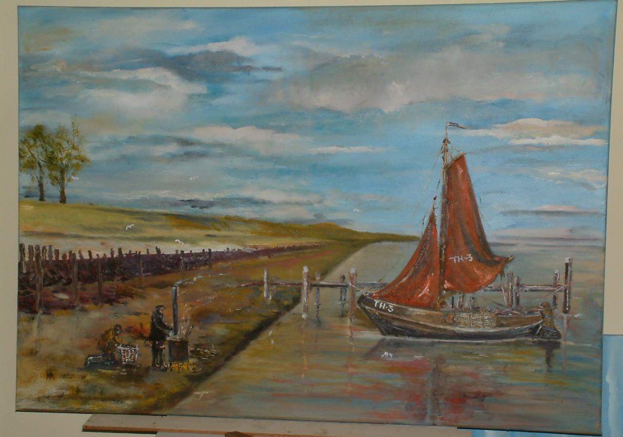 Tholen  3  Hengst  de ---Verwachting bot visser  175 euro    doek 117 x 79