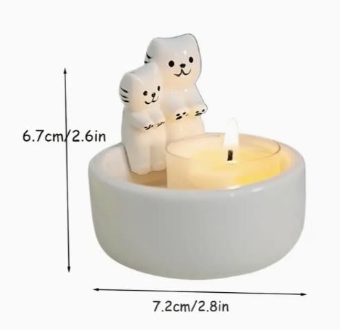 Waxine houder 2 Katten keramiek