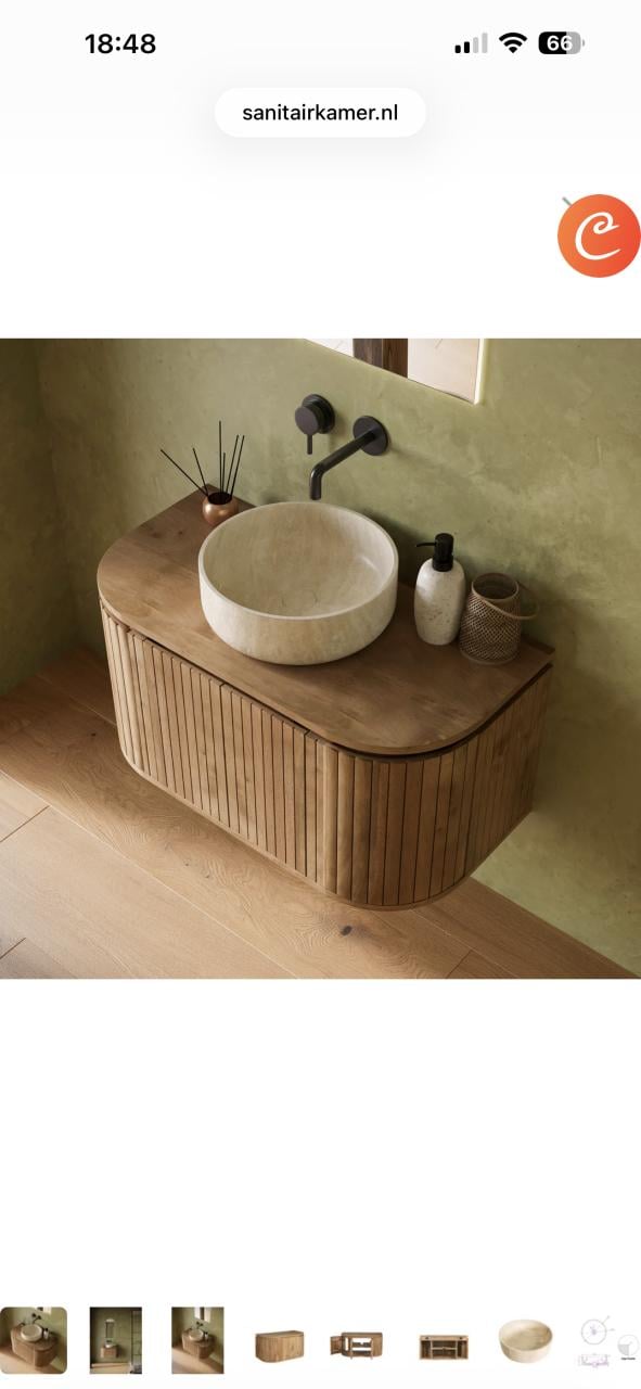 Nieuw badkamermeubel massief mangohout met waskom